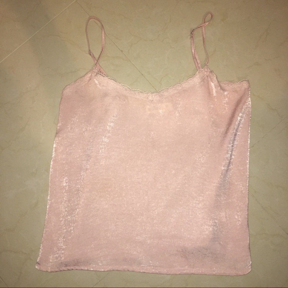 Baby pink satin lace camisole
